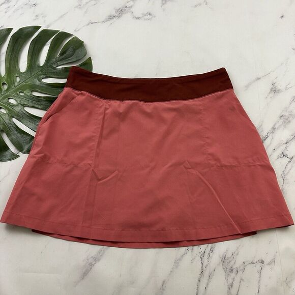 Lands End Womens Skort Size L 14-16 Pink Burgundy Color Block Shorts Skirt
